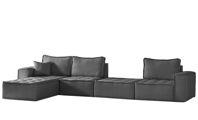 Narożnik modułowy XL BOHOO, tkanina Raven, Ciemnoszary Lewostronny 715431