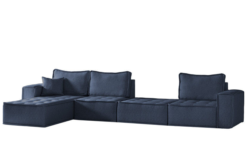 Narożnik modułowy XL BOHOO, tkanina Raven, Niebieski Lewostronny 715349