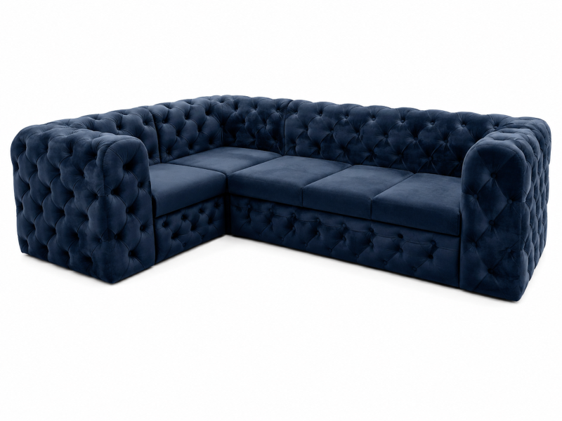 Narożnik Moet 190x311 pikowany z funkcją spania Royal 22 niebieski 238893