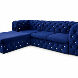 Narożnik Moet Light rozkładany L z funkcją spania granatowy welur glamour 959397 Narożnik Moet Light rozkładany L z funkcją spania granatowy welur glamour 959397