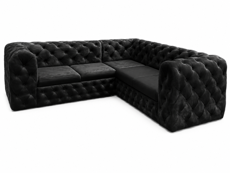 Narożnik Moet pikowany 250x250 funkcja spania czarny Amor Velvet 22 238895