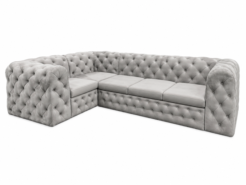 Narożnik Moet pikowany z funkcją spania 190x311 velvet szary 245489