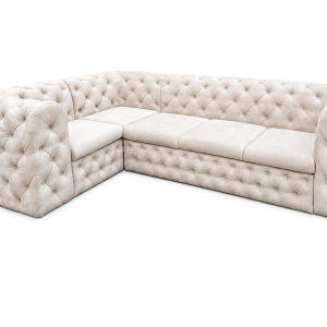 Narożnik Moet pikowany z funkcją spania velvet beżowy 190×311 238897 Narożnik Moet pikowany z funkcją spania velvet beżowy 190×311 238897