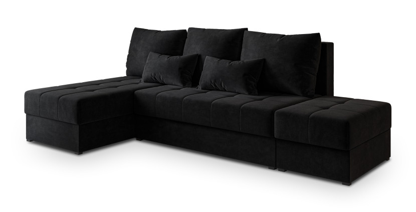 Narożnik NORVI z funkcją spania Czarny 807643