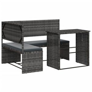 Narożnik ogrodowy z poduszkami i stolikiem, rattan PE, szary 698728 Narożnik ogrodowy z poduszkami i stolikiem, rattan PE, szary 698728
