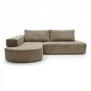 Narożnik piankowy Linea lewostronny z funkcją spania beżowy sztruks 999705