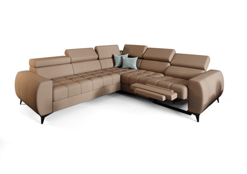 Narożnik Porto II Relax 255x258 cm funkcja spania pojemnik zagłówki skóra 1051170