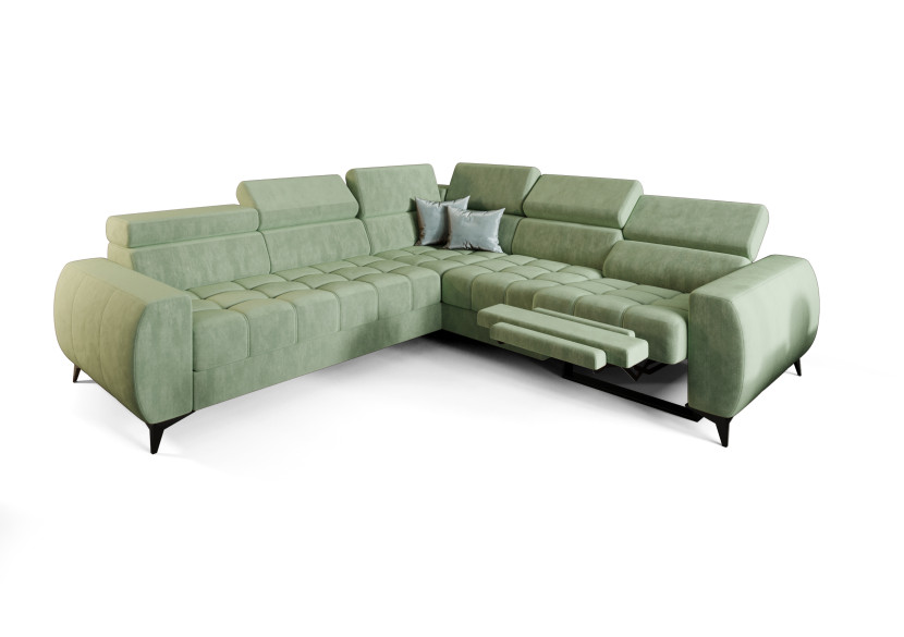 Narożnik Porto II Relax 255x258 cm funkcja spania pojemnik zagłówki 1051171