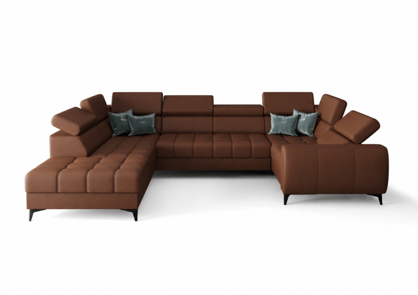 Narożnik Porto Max I U 225x350x193 cm funkcja relax, spania pojemnik skóra 1060334