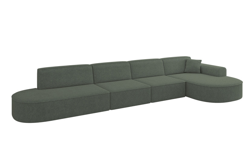 Narożnik prawostronne bez funkcji spania MARI-L3 413x171x79,5cm Zielony 1049094