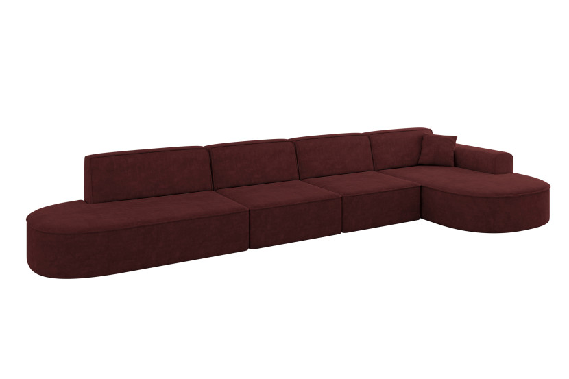 Narożnik prawostronny bez funkcji spania MARI-L3 413x171x79,5 cm Bordowy 710656