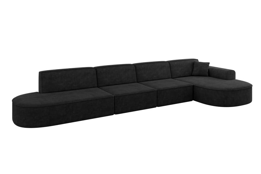 Narożnik prawostronny bez funkcji spania MARI-L3 413x171x79,5 cm Czarny 710658