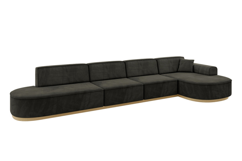 Narożnik prawostronny bez funkcji spania MARI-L3-v2 413x171x83 cm Czarny 729301