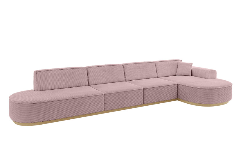 Narożnik prawostronny bez funkcji spania MARI-L3-v2 413x171x83 cm Różowy 729214