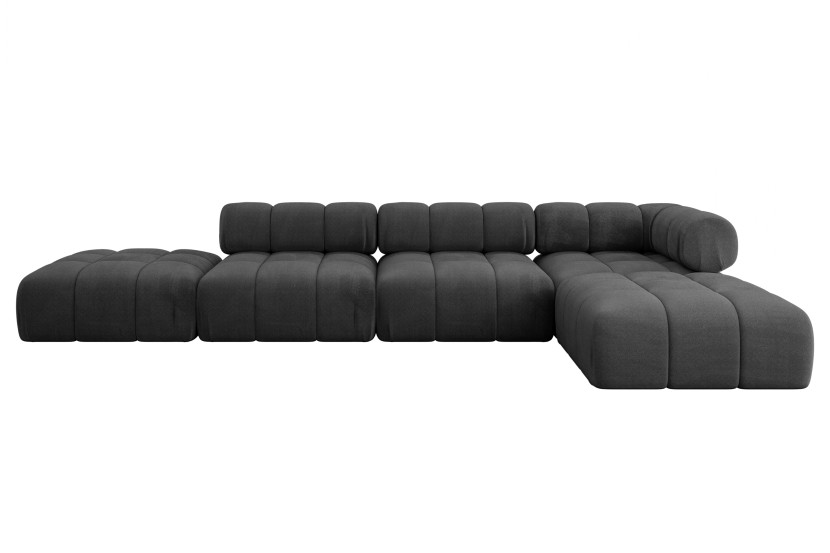 Narożnik prawostronny modułowy KERRU-L2 380x190x70 cm czarny 692762