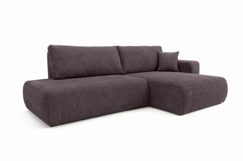 Narożnik z funkcją spania, sztruks Poso, Ciemnoszary, Prawy, OPEN XL 1020475