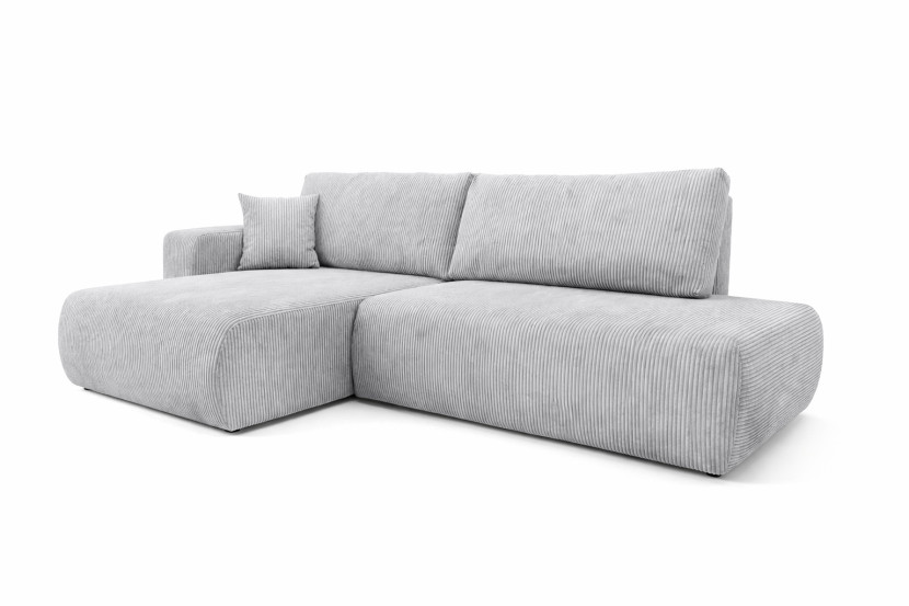 Narożnik z funkcją spania, sztruks Poso, Jasnoszary, Lewy, OPEN XL 1020501