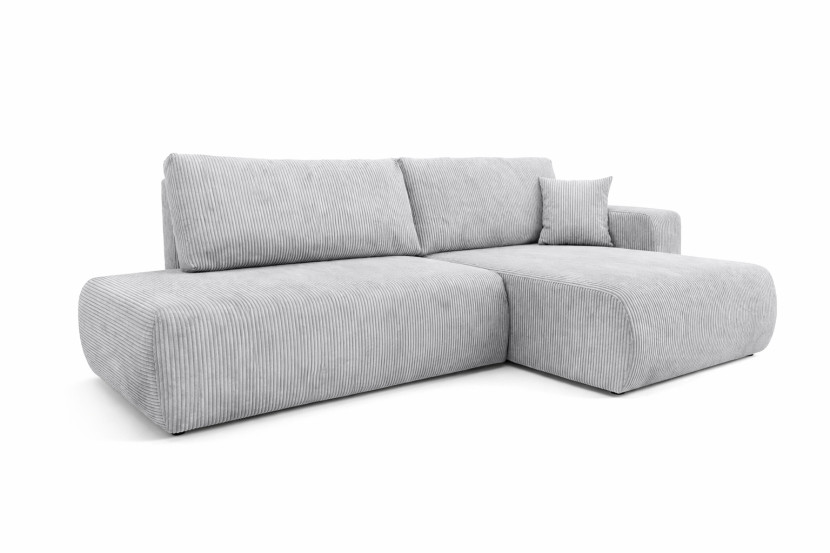 Narożnik z funkcją spania, sztruks Poso, Jasnoszary, Prawy, OPEN XL 1020552