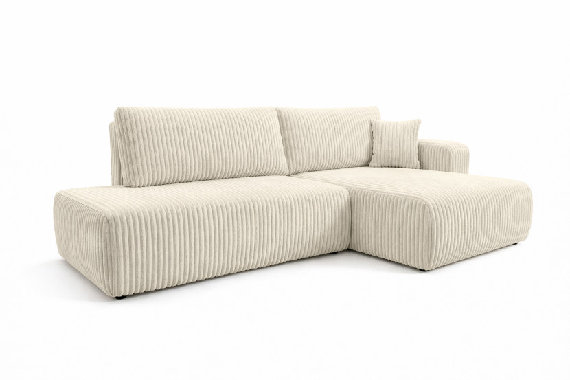Narożnik z funkcją spania, sztruks Tilia, Ecru, Prawy, OPEN XL 1020663