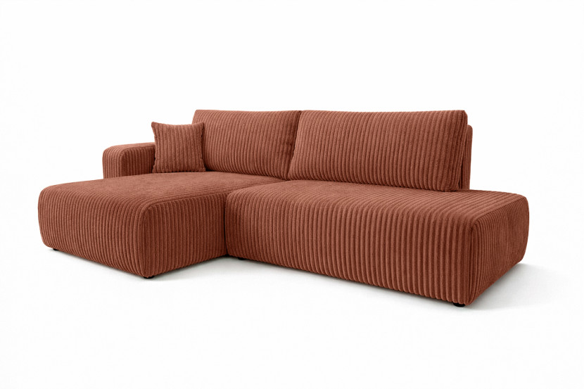 Narożnik z funkcją spania, sztruks Tilia, Miedziany, Lewy, OPEN XL 1020715