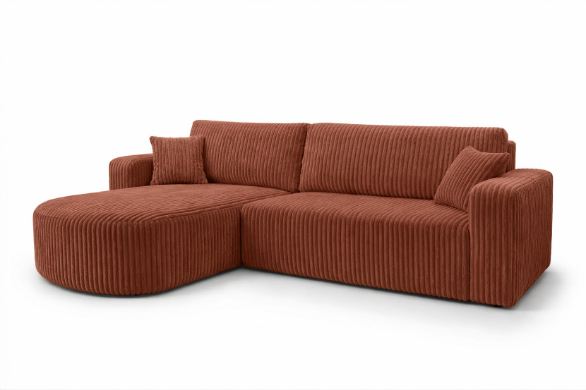 Narożnik z funkcją spania, sztruks Tilia, Miedziany, Lewy, ROUND ONE XL 1020700