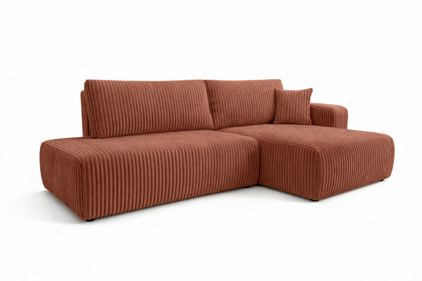 Narożnik z funkcją spania, sztruks Tilia, Miedziany, Prawy, OPEN XL 1020502