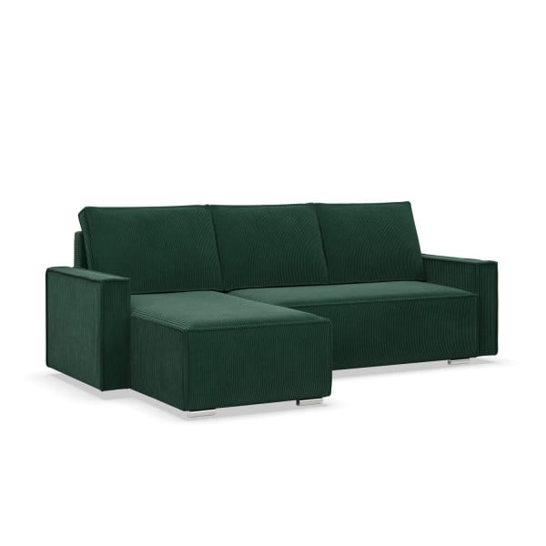 Narożnik z funkcją spania, sztruks, Union, 231x142x92, zieleń | TYLETEGOTU 667560