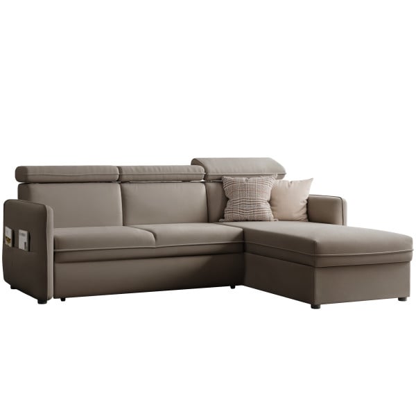 Narożnik z regulowanym oparciem BENI VELVET - taupe 704164
