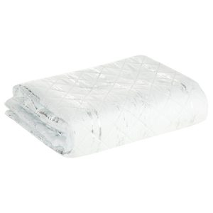 Narzuta 200X220 cm Blink 1 biała srebrna przecierana mikrofibra 879606 Narzuta 200X220 cm Blink 1 biała srebrna przecierana mikrofibra 879606