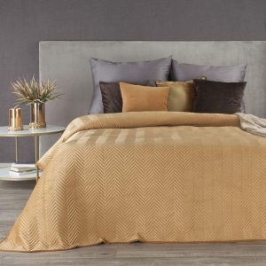 Narzuta 230×260 Sofia miodowa welurowa jodełka 687299
