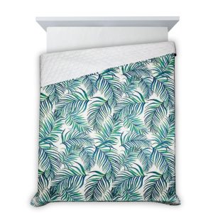 Narzuta dekoracyjna 200×220 Palms biała turkusowa liście D91 229549 Narzuta dekoracyjna 200×220 Palms biała turkusowa liście D91 229549