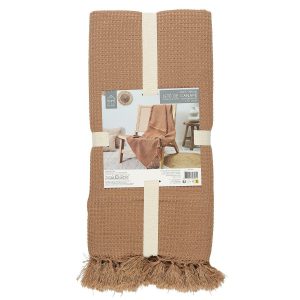NARZUTA NA ŁÓŻKO 120×150 cm ochra WAFLOWANA faktura 652214 NARZUTA NA ŁÓŻKO 120×150 cm ochra WAFLOWANA faktura 652214