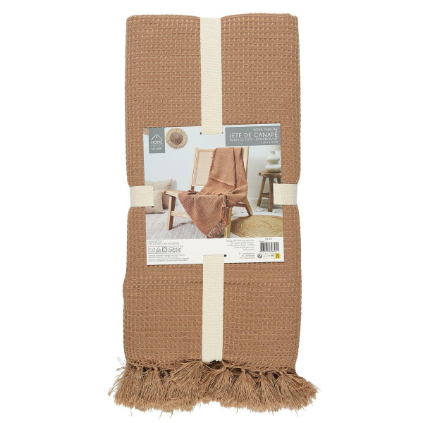 NARZUTA NA ŁÓŻKO 120x150 cm ochra WAFLOWANA faktura 652214