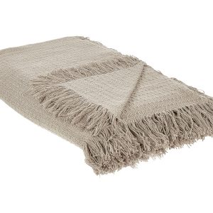 Narzuta na łóżko 200×220 cm szarobeżowa z frędzlami 446717 Narzuta na łóżko 200×220 cm szarobeżowa z frędzlami 446717