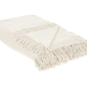 Narzuta na łóżko 220×240 cm biała z frędzlami 436701 Narzuta na łóżko 220×240 cm biała z frędzlami 436701