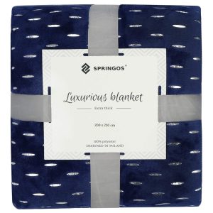 Narzuta na łóżko koc 200×220 cm pled granatowy na kanapę 347759 Narzuta na łóżko koc 200×220 cm pled granatowy na kanapę 347759