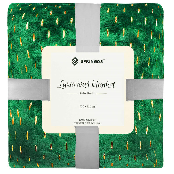 Narzuta na łóżko koc 200x220 cm pled zielony na kanapę 347761