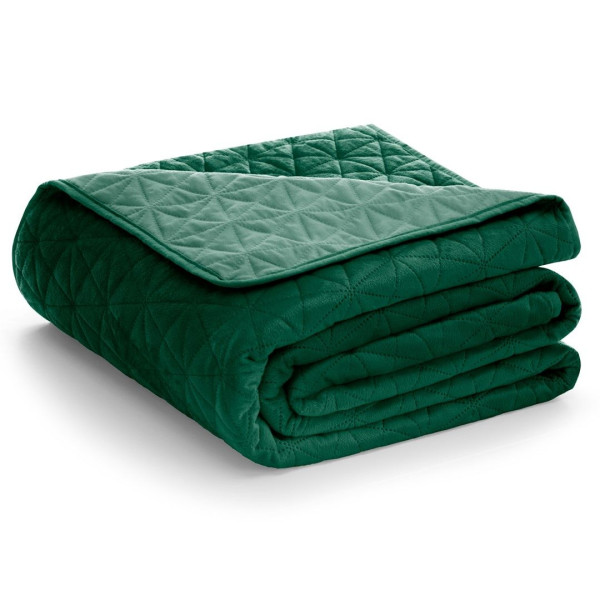 Narzuta na łóżko LAILA Velvetowa 170x210 butelkowa zieleń AmeliaHome 892664
