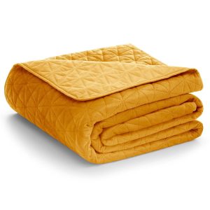 Narzuta na łóżko LAILA Velvetowa 220×240 musztardowa AmeliaHome 892770 Narzuta na łóżko LAILA Velvetowa 220×240 musztardowa AmeliaHome 892770