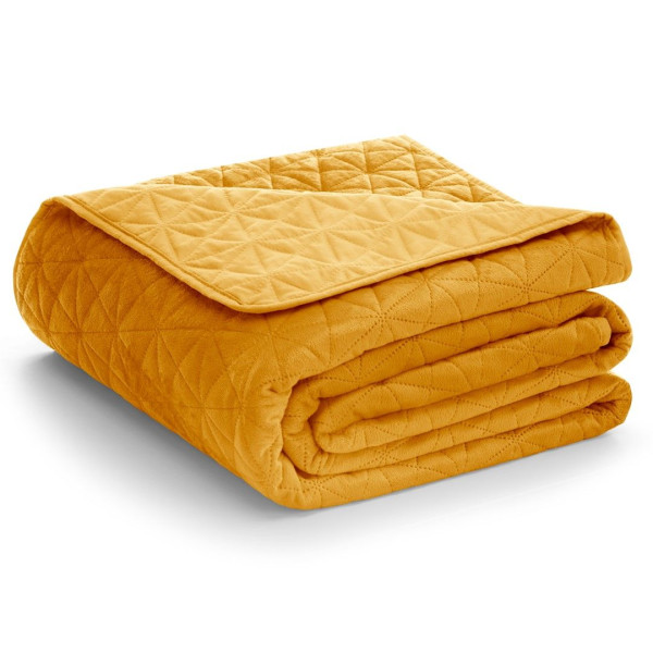 Narzuta na łóżko LAILA Velvetowa 260x280 musztardowa AmeliaHome 892669