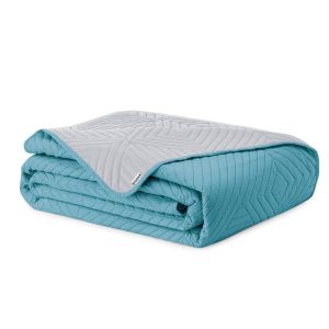 Narzuta pikowana dwustronna SOFTA 200×220 błękitna + szara AmeliaHome 892524