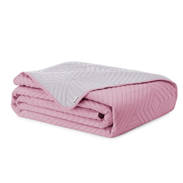 Narzuta pikowana SOFTA różowa + srebrna 240x260 AmeliaHome 892535