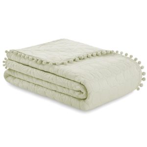 Narzuta pikowana z pomponami MEADORE 240×260 kremowa AmeliaHome 892830 Narzuta pikowana z pomponami MEADORE 240×260 kremowa AmeliaHome 892830