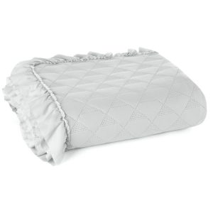 Narzuta Vanesa 170×210 srebrna z falbanką 756306 Narzuta Vanesa 170×210 srebrna z falbanką 756306