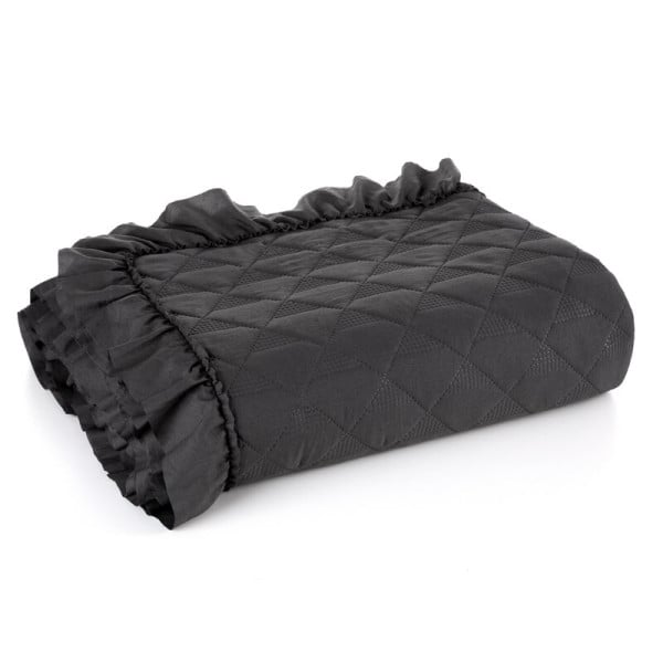 Narzuta Vanesa 200x220 czarna z falbanką 756336
