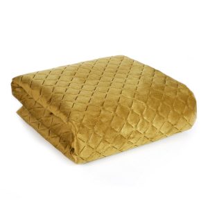 Narzuta welwetowa pikowana DIMON 200X220 miodowa 927566 Narzuta welwetowa pikowana DIMON 200X220 miodowa 927566