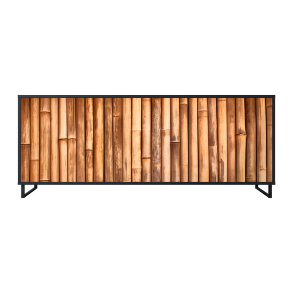 NATURAL WOOD Komoda 3 drzwi Czarna-Metalowa ramka czarna 442351