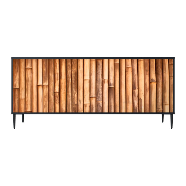 NATURAL WOOD Komoda 3 drzwi Czarna-Metalowa szpilka czarna 441688
