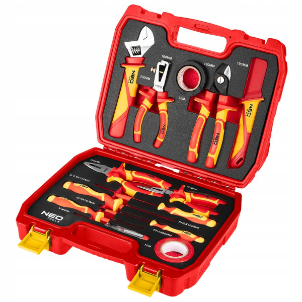 NEO TOOLS zestaw narzędzi dla elektryka 13 el. walizka szczypce śrubokręty 692618