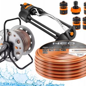 NEO Wąż Ogrodowy 20m 1/2” + Bęben Stalowy +Zraszacz +Złączki 211553 NEO Wąż Ogrodowy 20m 1/2” + Bęben Stalowy +Zraszacz +Złączki 211553